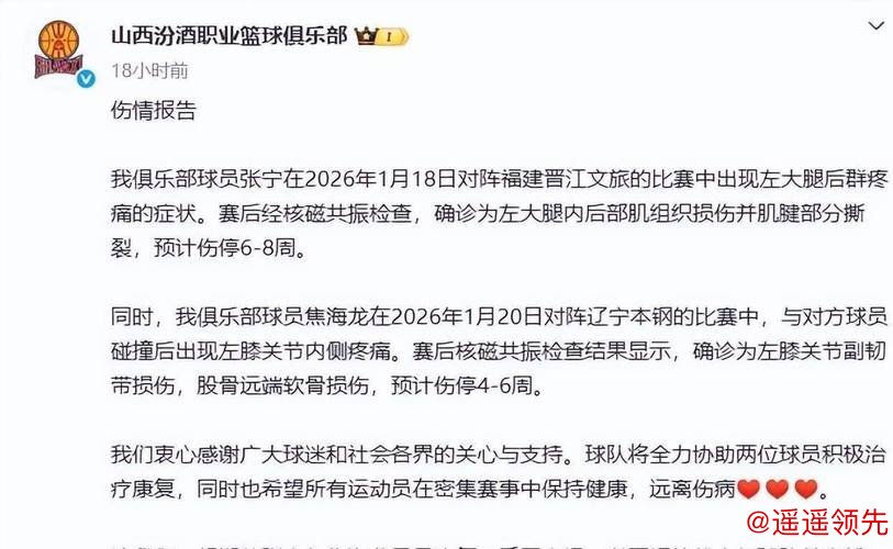 广东凯旋归东莞，山西两大核心相继受伤，北京队伤病潮持续加剧